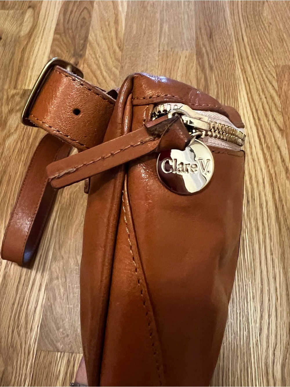 Clare V Leather Belt Bag in Brown Stripe - Picture 6 of 7